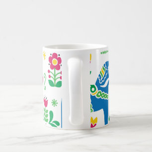 Schwedisches Dala-Pferd florales Volksmuster Tasse