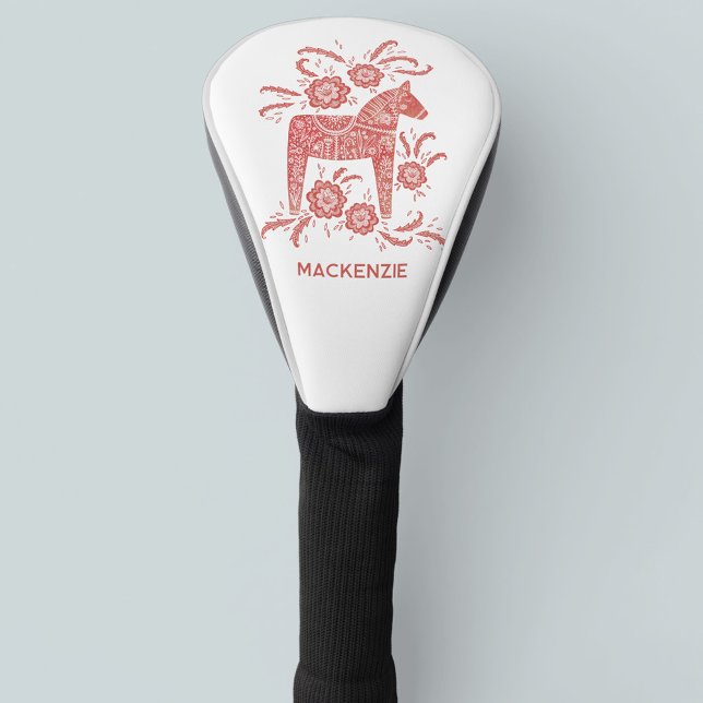 Schwedisches Dala Pferd Personalisiert rot und wei Golf Headcover (Von Creator hochgeladen)