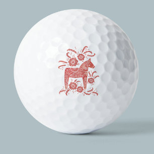 Schwedisches Dala Pferd rot und weiß Golfball