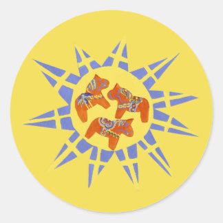 Schwedisches Dala Pferd Runder Aufkleber