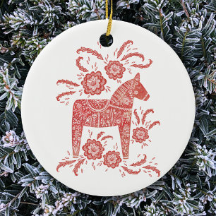 Schwedisches Dala Pferd Traditionelle Volkskunst Keramik Ornament