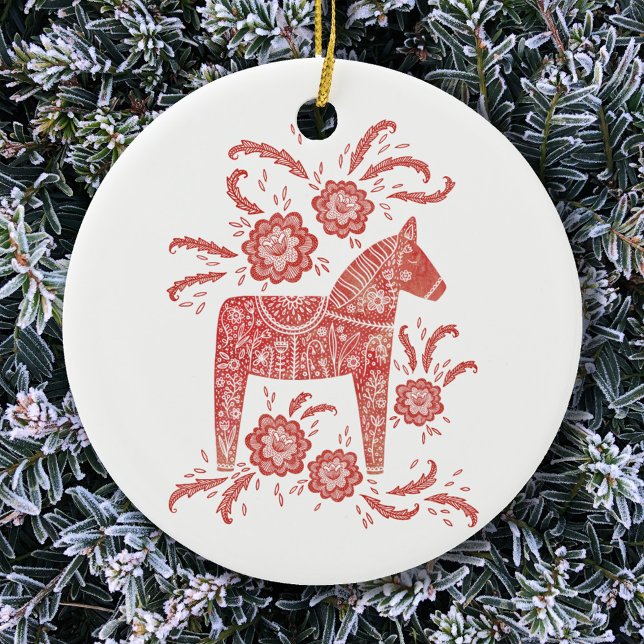 Schwedisches Dala Pferd Traditionelle Volkskunst Keramik Ornament (Von Creator hochgeladen)