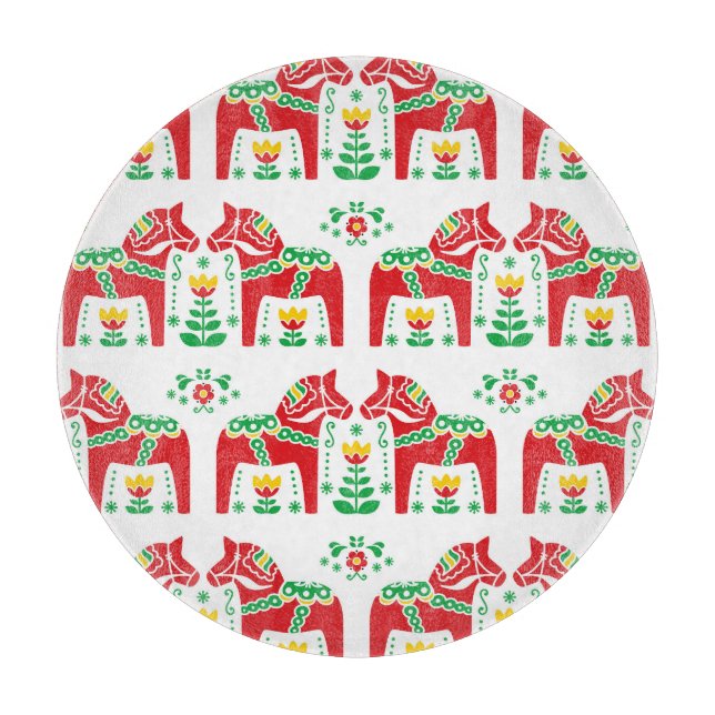 Schwedisches Dala Pferd: Volkskunst Schneidebrett (Vorderseite)