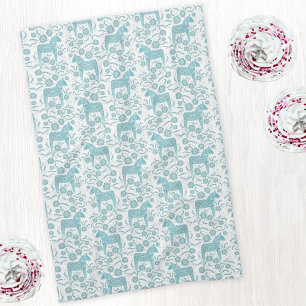 Schwedisches Dala Pferdervolk Art Aquamarin Green Geschirrtuch