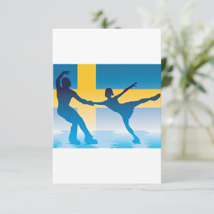 Schwedisches Eislauf-Duo Silhouette Einladung