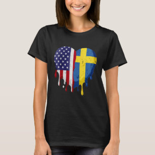 Schwedisches Erbe Monat Schweden Flaggenherz T-Shirt