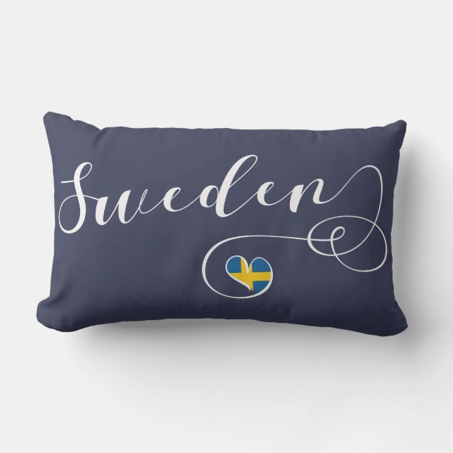 Schwedisches Flaggenherz, Schweden Kissen Für Draußen (Vorderseite)
