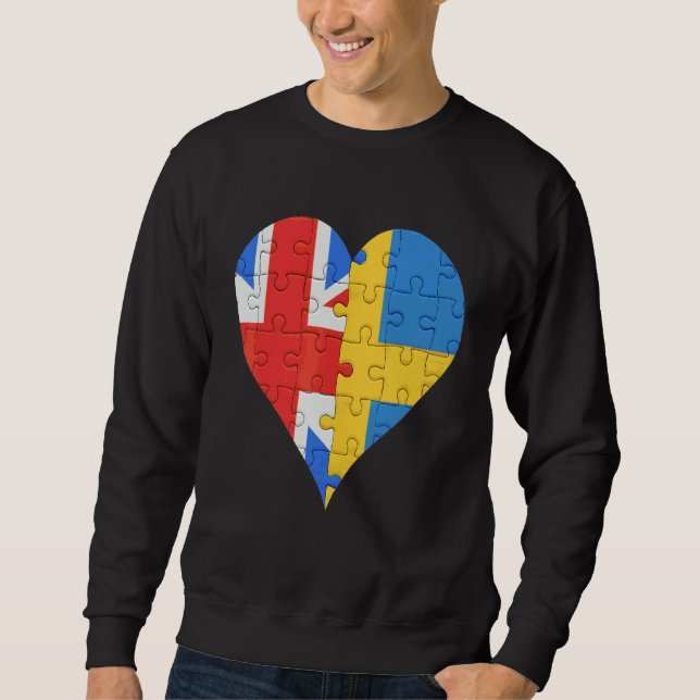 Schwedisches Flaggenherz Sweatshirt (Vorderseite)