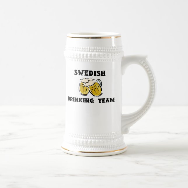 Schwedisches trinkendes Team Stein Bierglas (Rechts)