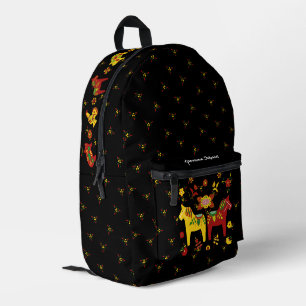 Schwedisches Volkshorn Rot und Gelb Bedruckter Rucksack