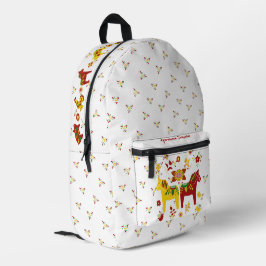 Schwedisches Volkshorn Rot und Gelb Bedruckter Rucksack