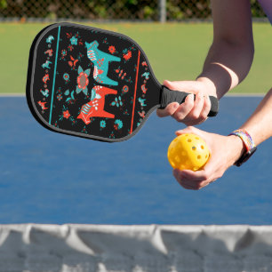 Schwedisches Volksmorn Dala Horse Aquamarin und ro Pickleball Schläger