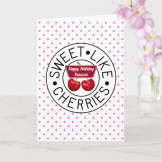 SCHWEET WIE CHERRIES Retro Vintage Briefmarke Gebu Karte