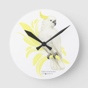 Schwefelgekrechtes Kakadu Runde Wanduhr