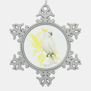 Schwefelgekrechtes Kakadu Schneeflocken Zinn-Ornament