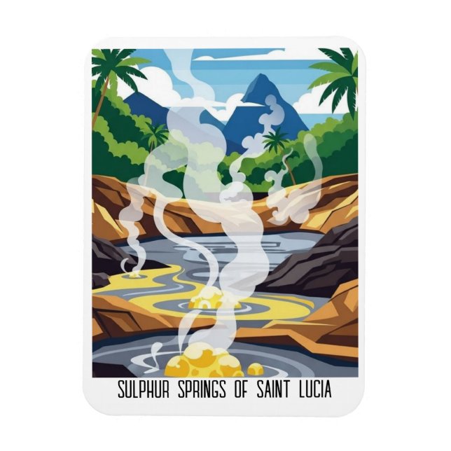 Schwefelquellen von Saint Lucia Reise Magnet (Vertikal)