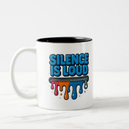 Schweigen ist laut fettgedruckte Typografie Kunst Zweifarbige Tasse
