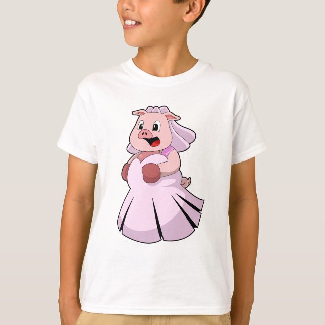 Schwein als Braut mit Hochzeitskleid.PNG T-Shirt (Vorderseite)