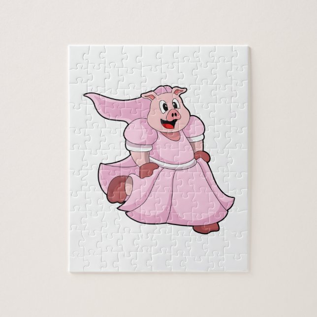 Schwein als Braut mit Hochzeitskleid Puzzle (Vertikal)