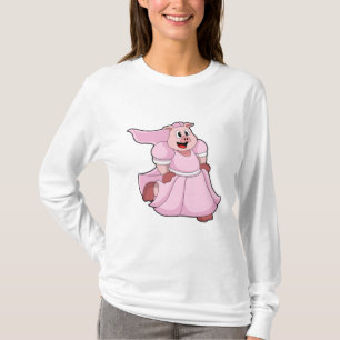 Schwein als Braut mit Hochzeitskleid T-Shirt