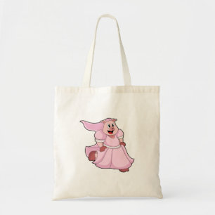 Schwein als Braut mit Hochzeitskleid Tragetasche