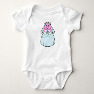 Schwein als Braut mit Schleier Baby Strampler