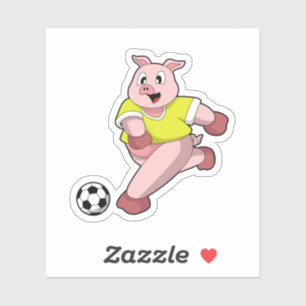 Schwein als Fußballspieler mit Fußball Aufkleber