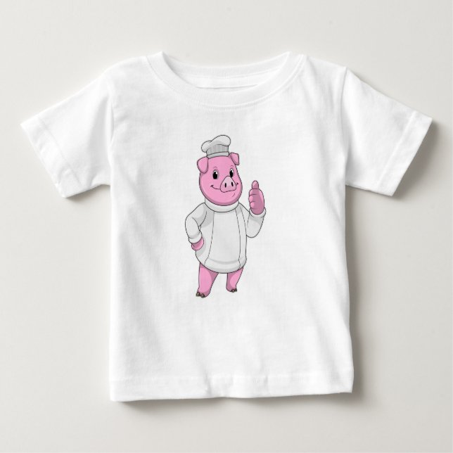 Schwein als Koch mit Koch Baby T-shirt (Vorderseite)