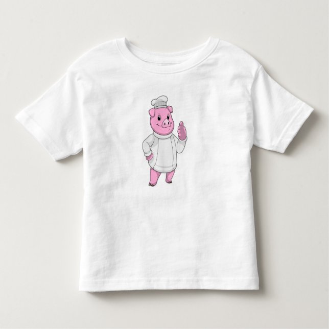 Schwein als Koch mit Koch Kleinkind T-shirt (Vorderseite)