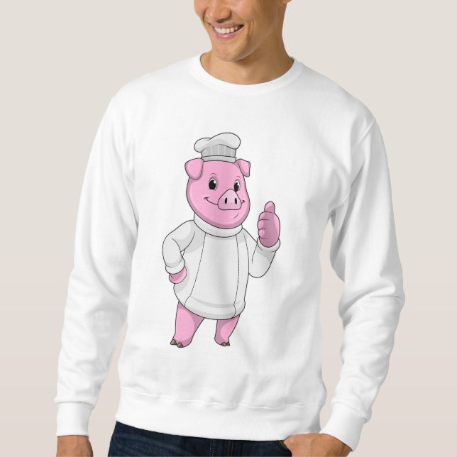 Schwein als Koch mit Koch Sweatshirt (Vorderseite)