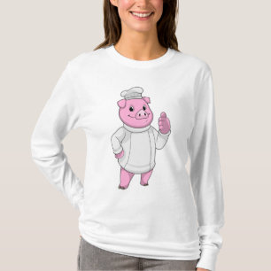 Schwein als Koch mit Koch T-Shirt