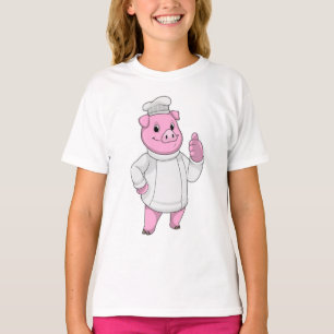Schwein als Koch mit Koch T-Shirt
