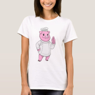 Schwein als Koch mit Koch T-Shirt
