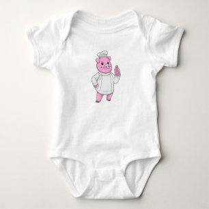 Schwein als Koch mit Kochmütze Baby Strampler