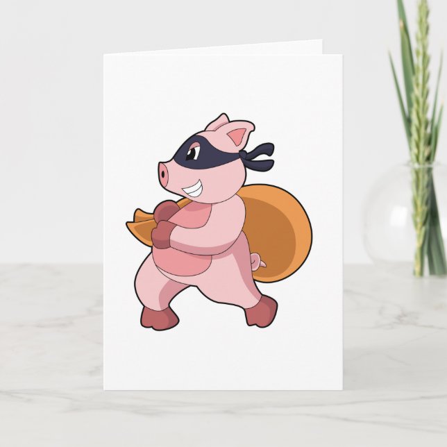 Schwein als Läufer Karte (Vorderseite)