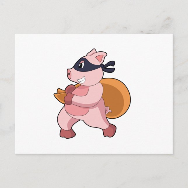 Schwein als Läufer Postkarte (Vorderseite)