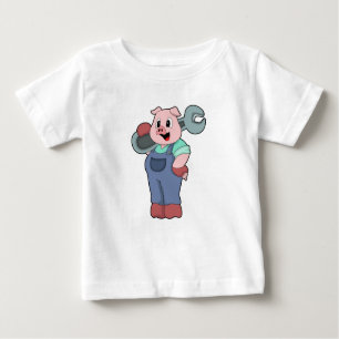 Schwein als Mechanik mit Schlüssel Baby T-shirt