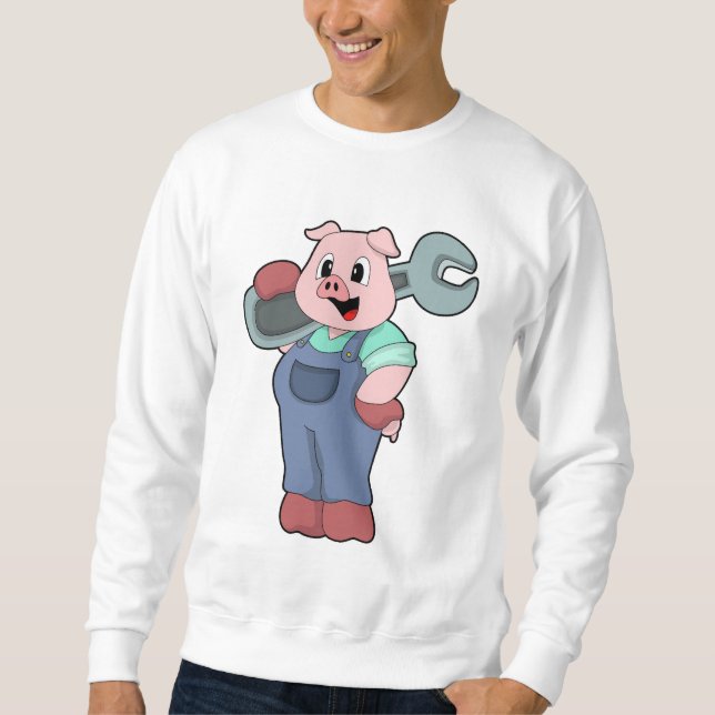 Schwein als Mechanik mit Schlüssel Sweatshirt (Vorderseite)