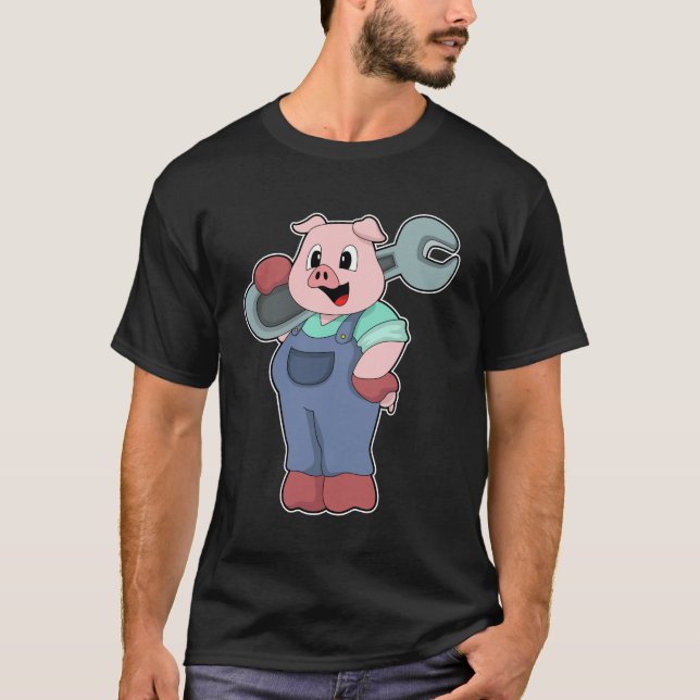 Schwein als Mechanik mit Schlüssel T-Shirt (Vorderseite)