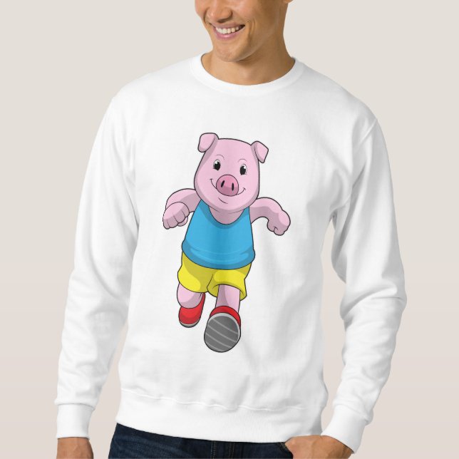 Schwein als Runner beim Laufen Sweatshirt (Vorderseite)