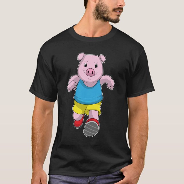 Schwein als Runner beim Laufen T-Shirt (Vorderseite)
