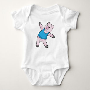 Schwein bei Yoga-Stretching Baby Strampler