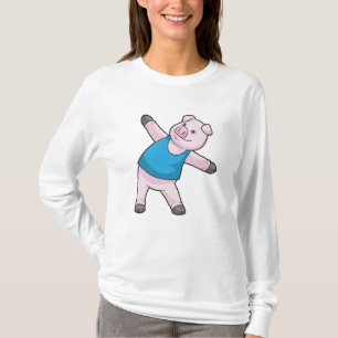 Schwein bei Yoga-Stretching T-Shirt