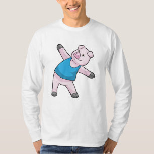Schwein bei Yoga-Stretching T-Shirt