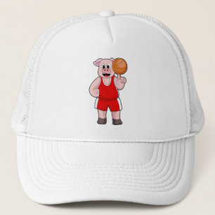 Schwein beim Basketball-Sport Truckerkappe