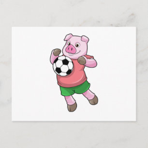 Schwein beim Fußball-Sport Postkarte
