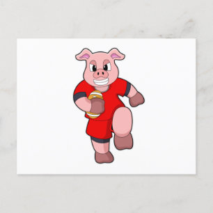 Schwein beim Fußballsport Postkarte