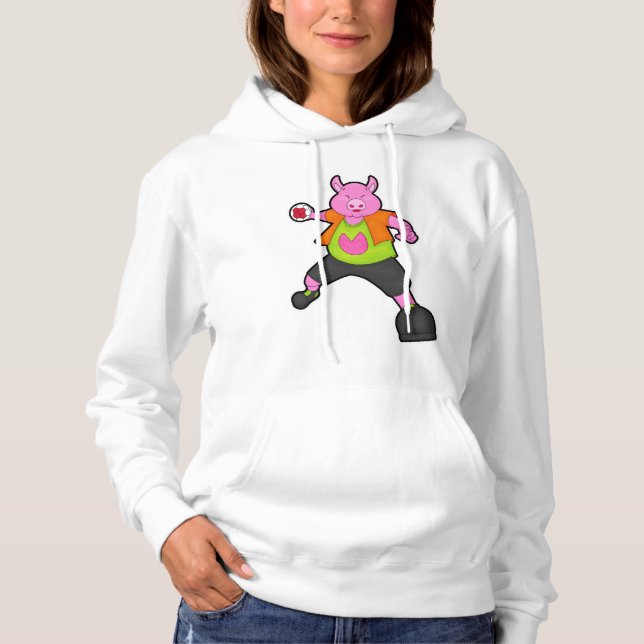 Schwein beim Handballspieler mit Handball Hoodie (Vorderseite)