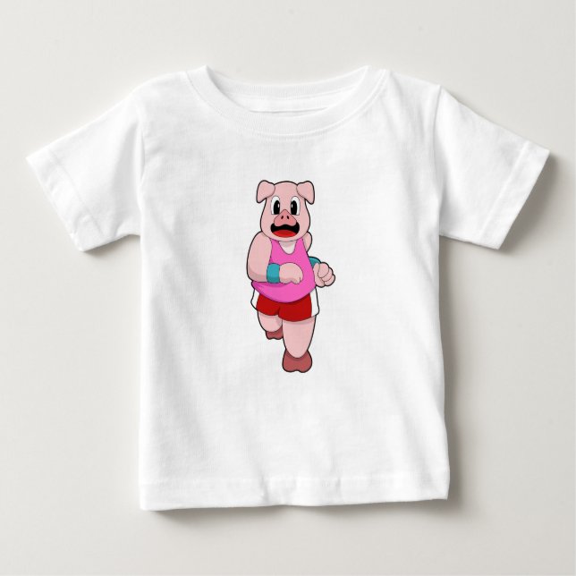 Schwein beim Laufen Baby T-shirt (Vorderseite)
