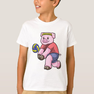 Schwein beim Sport mit Volleyball T-Shirt